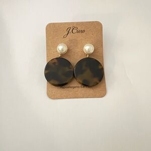 J. Crew Tortoise Shell Pearl Drop Earring